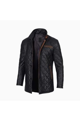 Wholesale Quilted Fashion Leather Coat Men