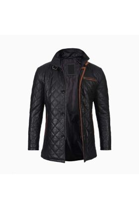 Wholesale Quilted Fashion Leather Coat Men
