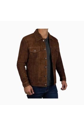 Wholesale Western Men Suede Leather Trucker Jacket