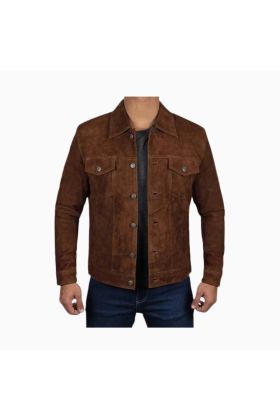 Wholesale Western Men Suede Leather Trucker Jacket