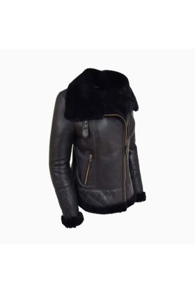 Wholesale Women Shearling Real Leather Aviator Jacket
