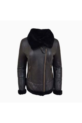 Wholesale Women Shearling Real Leather Aviator Jacket