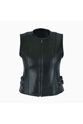 Wholesale Women Slim Fit Leather Vest Front View