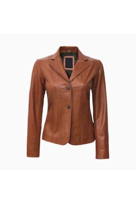 Wholesale Women&#039;s Two Button Leather Blazer Jacket