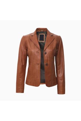 Wholesale Women's Two Button Leather Blazer Jacket