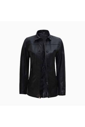 Wholesale Zipper Button Down Women Leather Car Coat